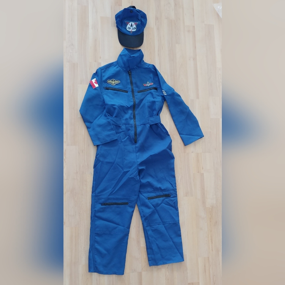 Kids Blue Top Gun Halloween Costume 7-8